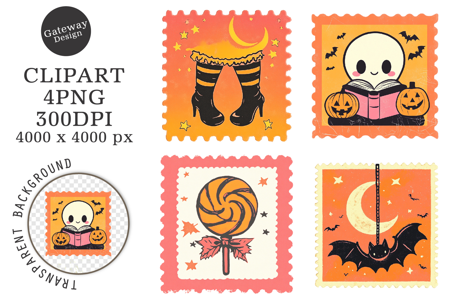 Halloween Postage Stamp Clipart product image 1