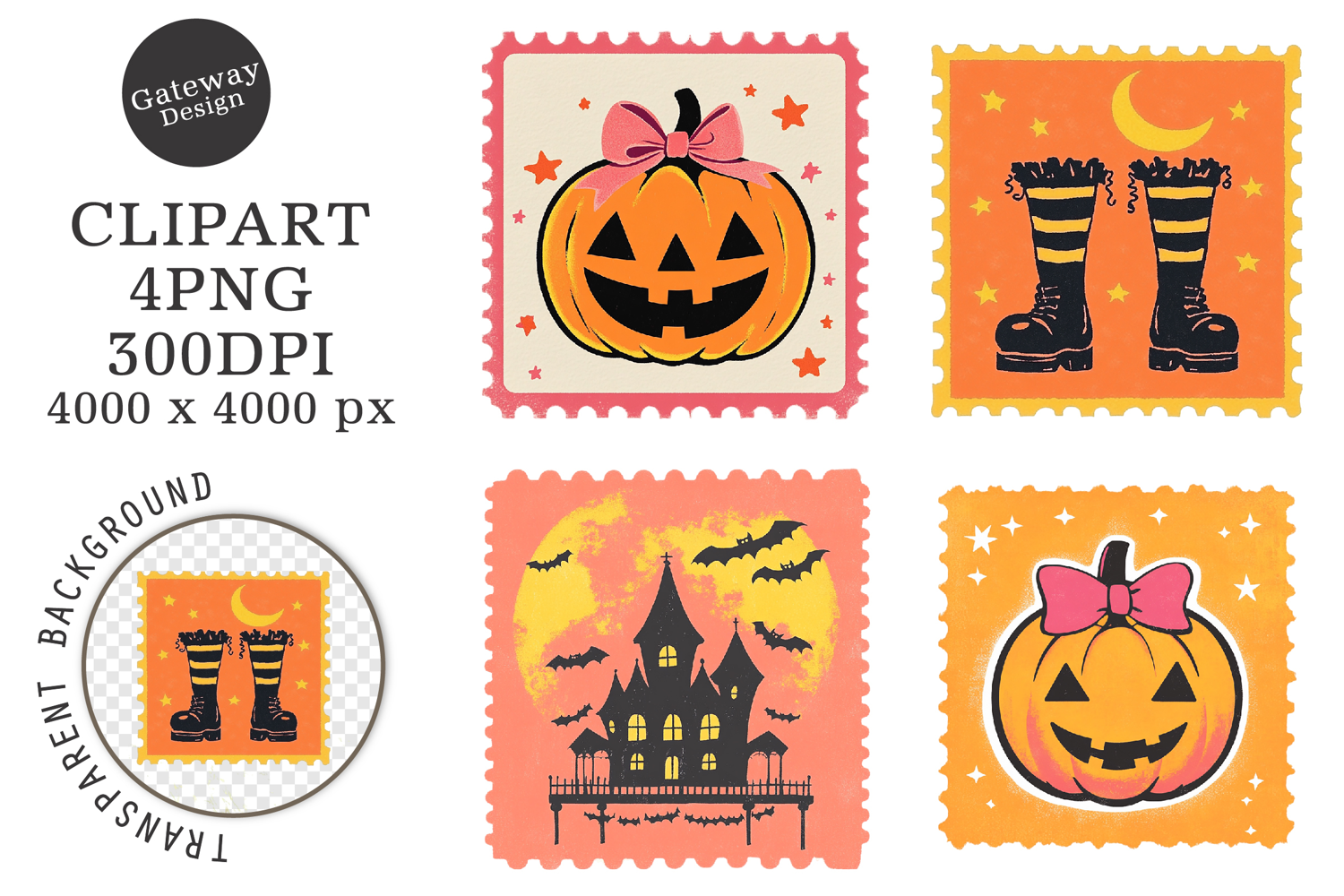 Halloween Postage Stamp Clipart product image 1