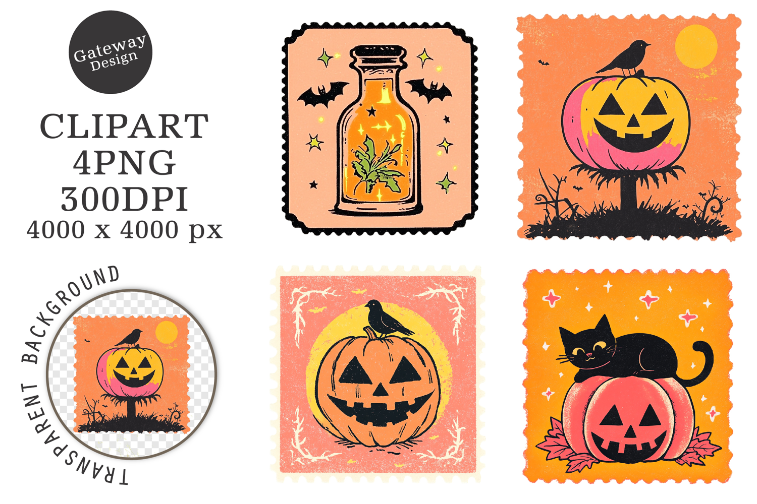 Halloween Postage Stamp Clipart product image 1