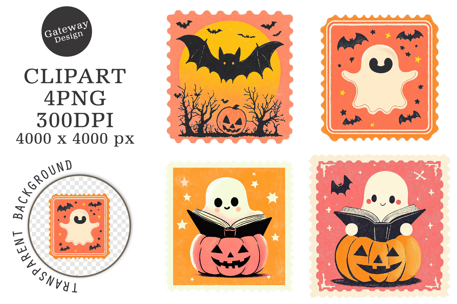 Halloween Postage Stamp Clipart product image 1