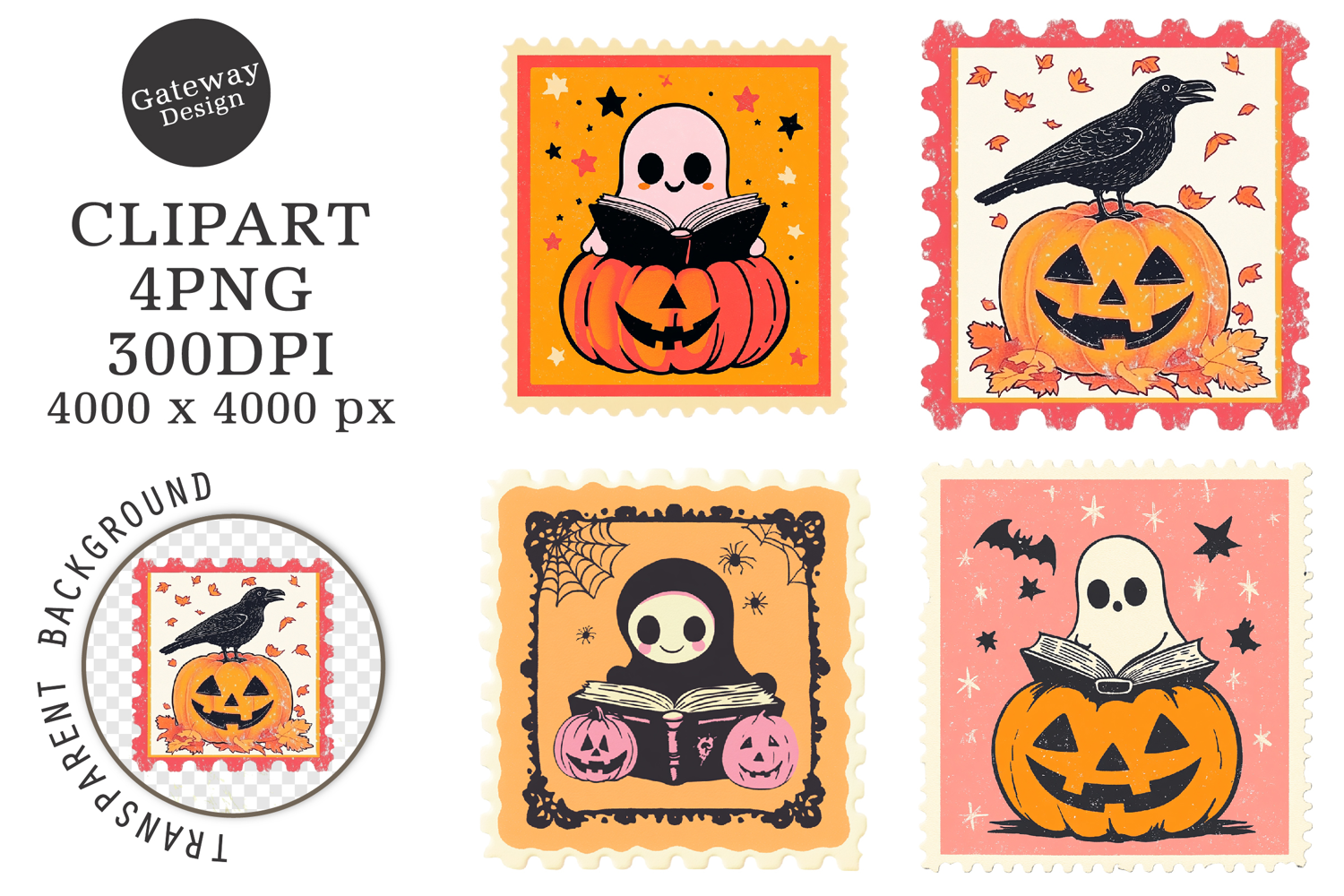 Halloween Postage Stamp Clipart product image 1