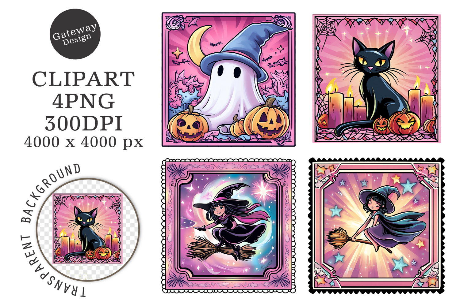 Halloween Postage Stamps Clipart product image 1