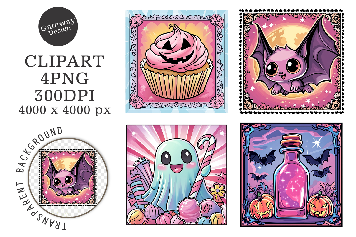 Halloween Postage Stamps Clipart product image 1