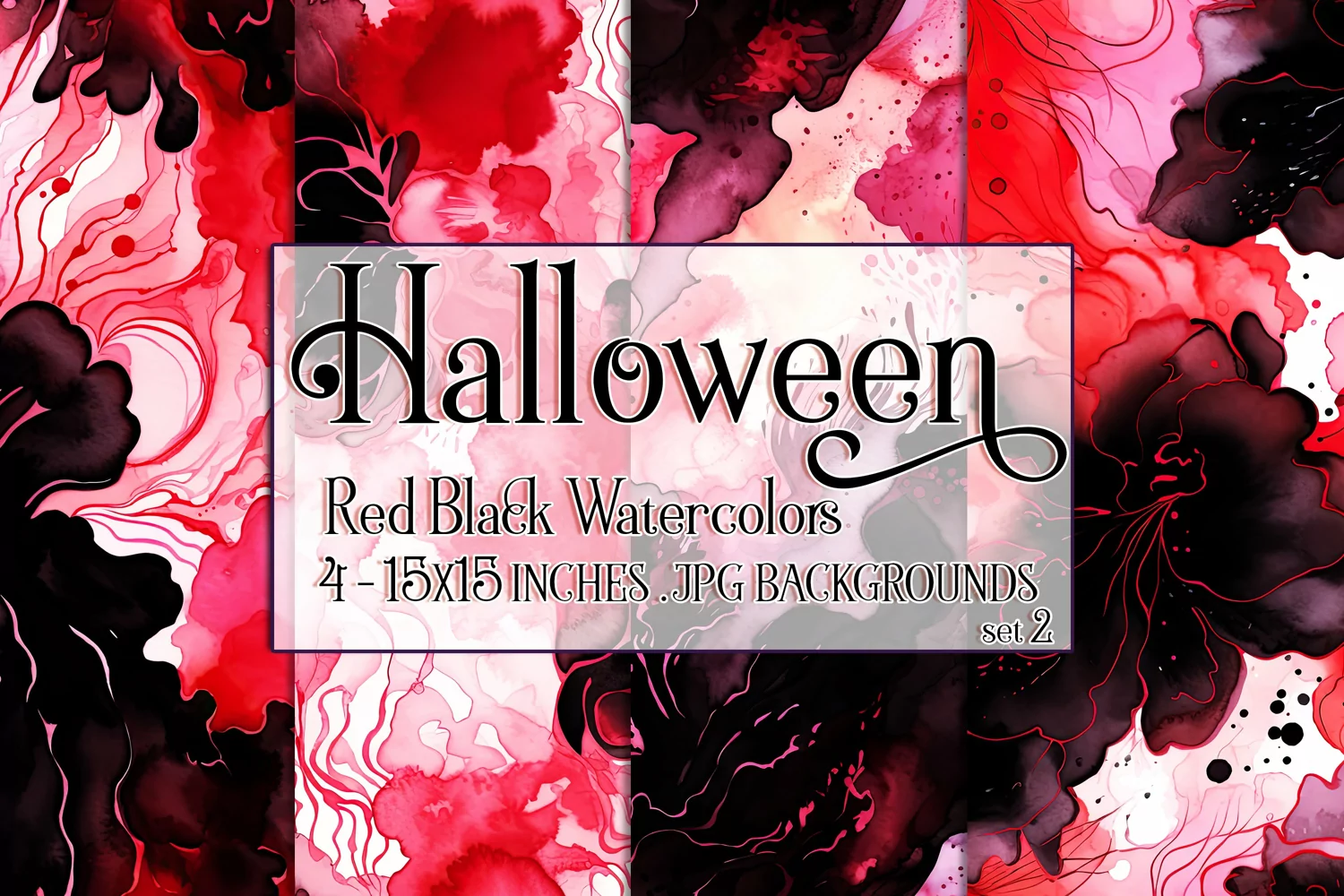 Halloween Backgrounds, 15x15 Red Black Watercolor Background product image 1