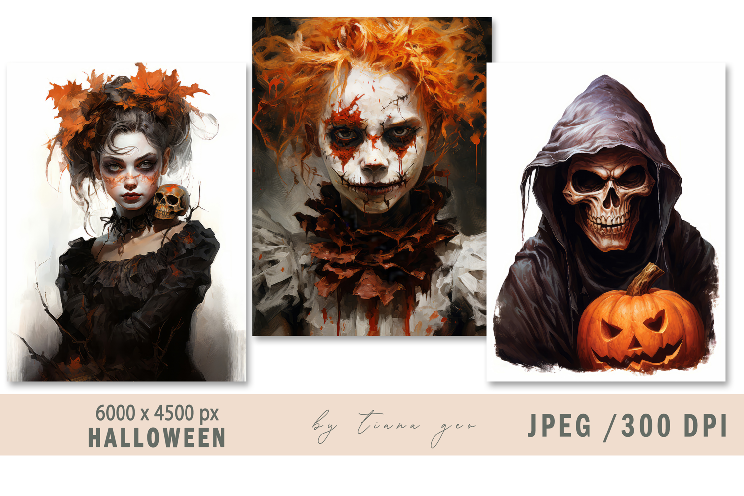 watercolor Halloween illustrations- 3 jpeg product image 1