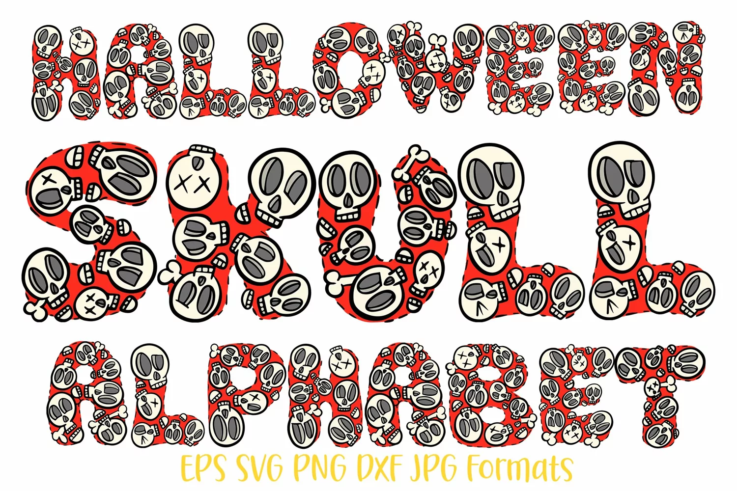 Skull Halloween Letter Number Type Cartoon Alphabet product image 1