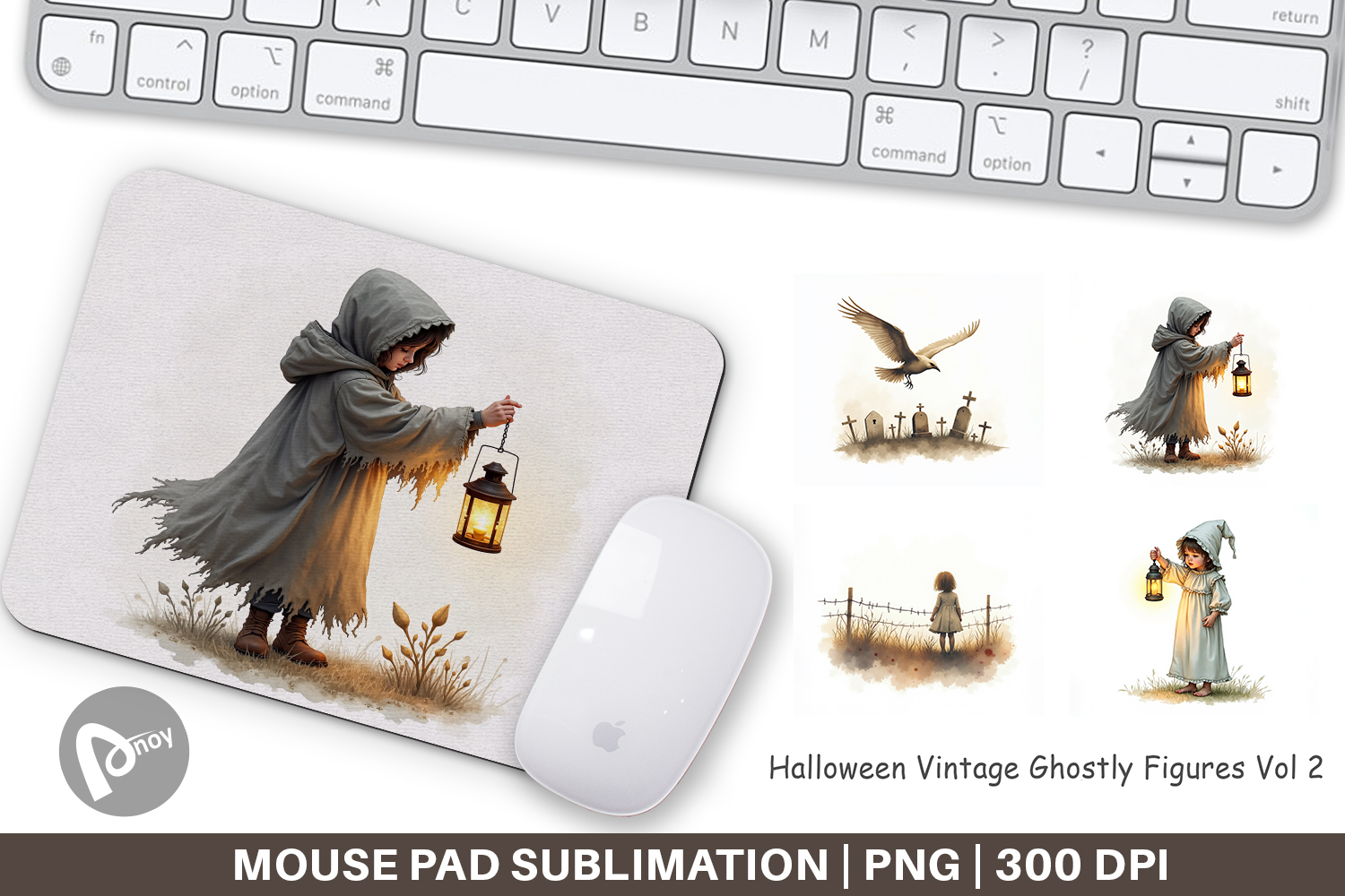 Halloween Vintage Ghosts Mouse Pad product image 1