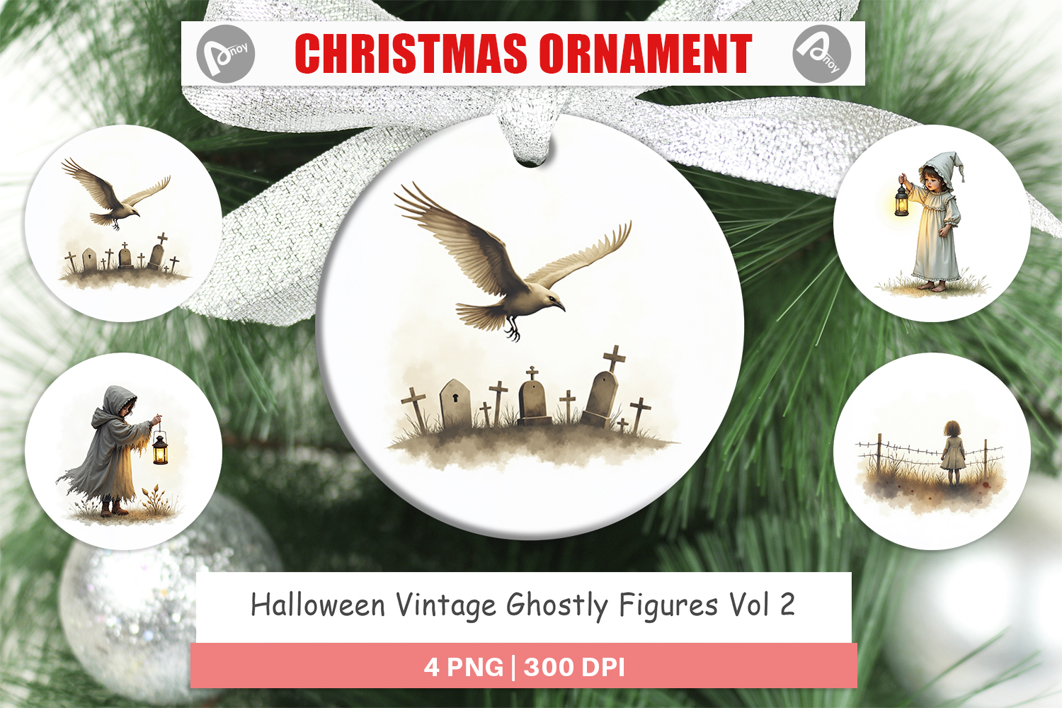 Halloween Vintage Ghosts Ornament product image 1