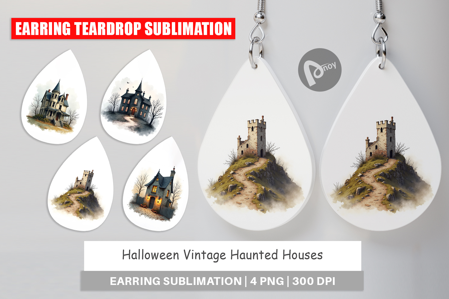 Halloween Vintage Houses Earring product image 1