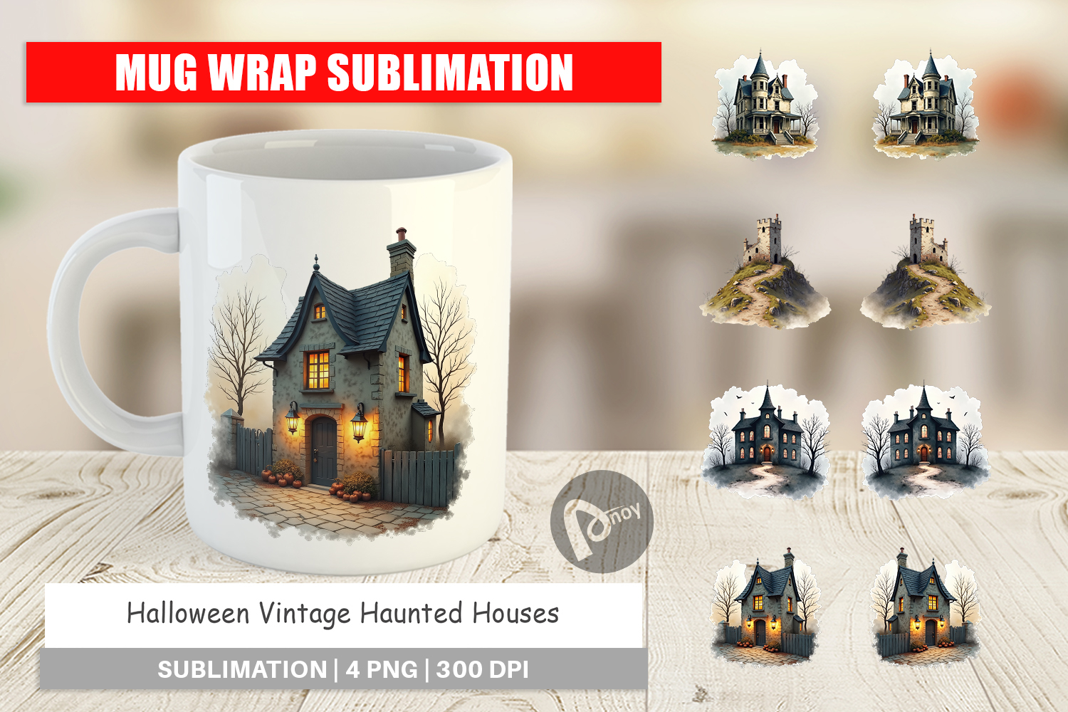 Halloween Vintage Houses Mug Wrap product image 1