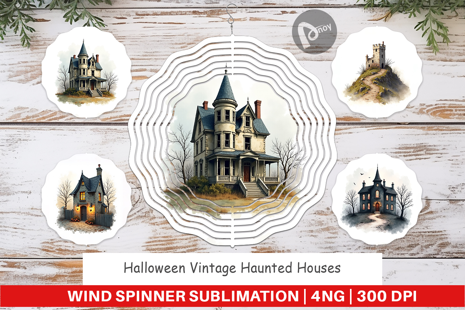 Halloween Vintage Houses Wind Spinner product image 1