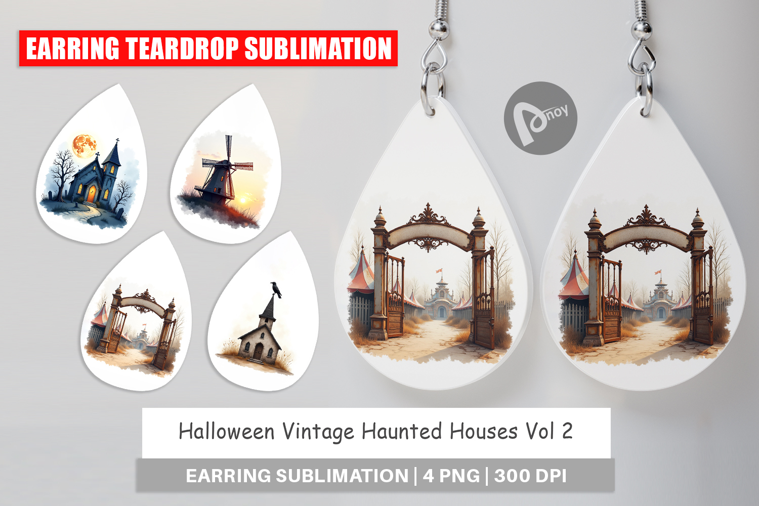 Halloween Vintage Houses Earring product image 1