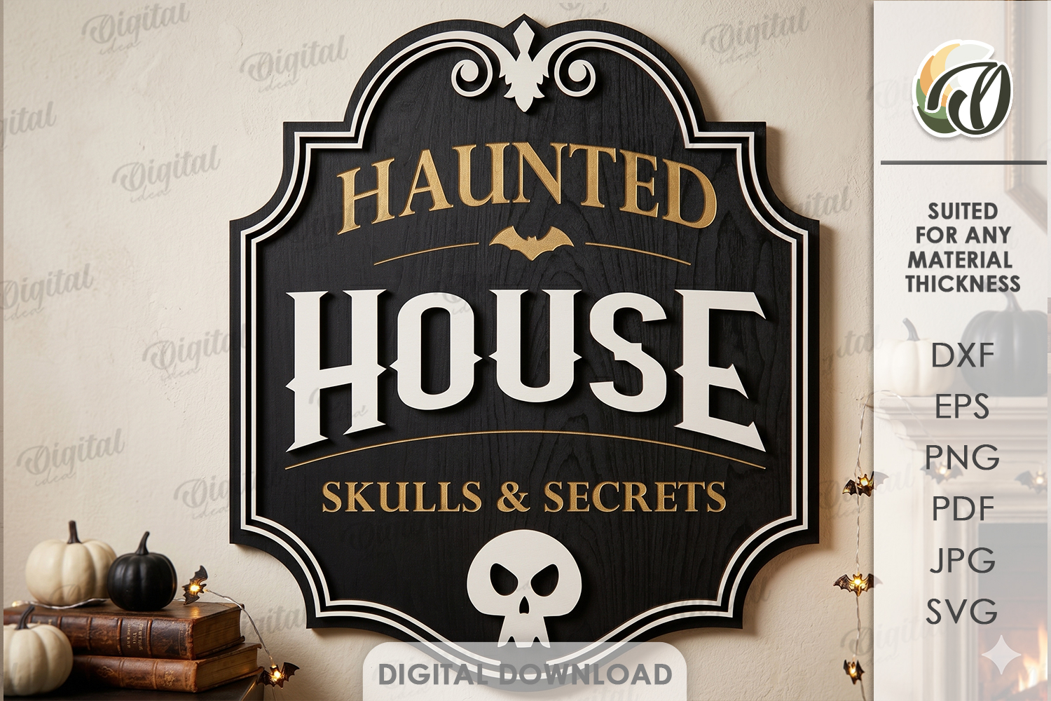 Halloween Vintage Sign Laser Cut. Halloween Wall Decor SVG product image 1