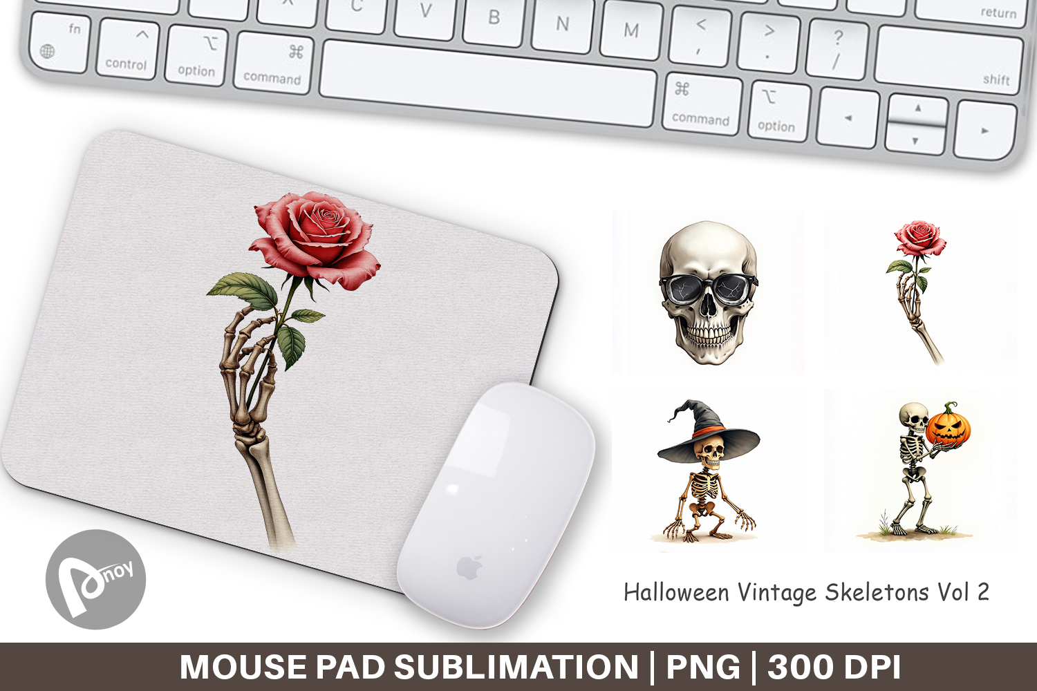 Halloween Vintage Skeletons Mouse Pad product image 1