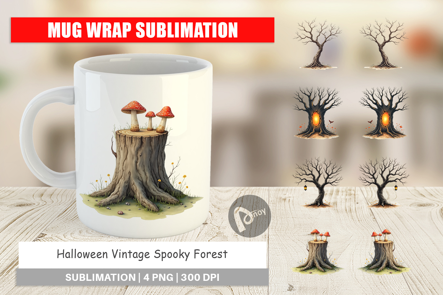 Halloween Vintage Forest Mug Wrap product image 1
