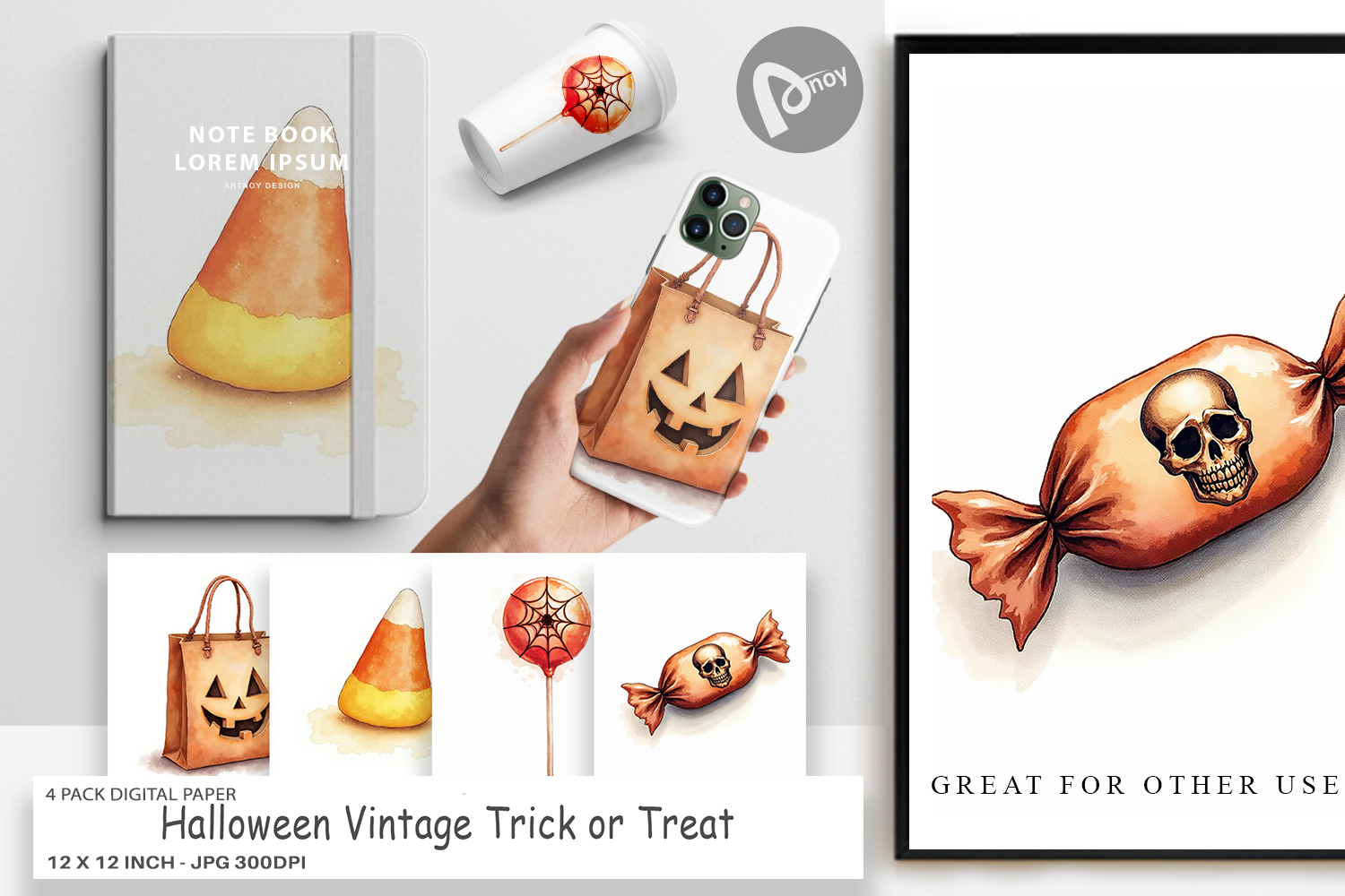Halloween Vintage Treats Digital Paper product image 1