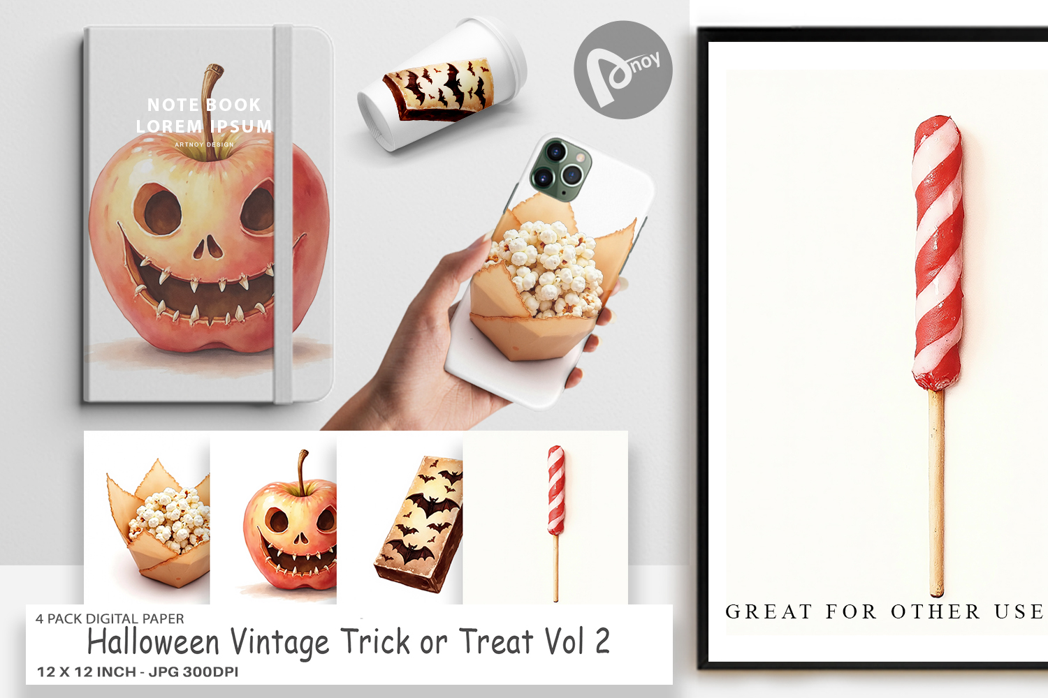 Halloween Vintage Treats Digital Paper product image 1