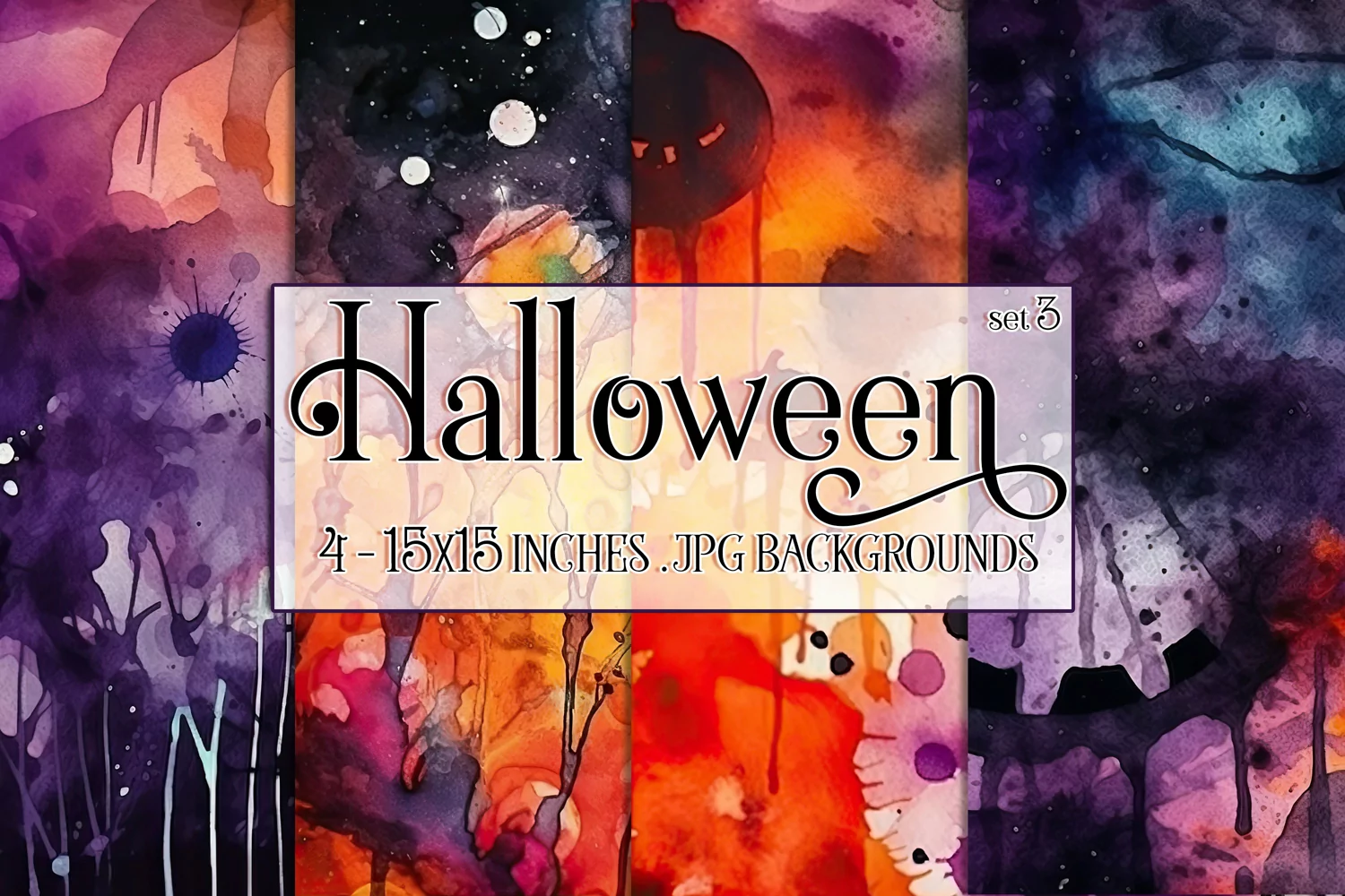 Halloween Backgrounds, 15x15 Halloween Watercolor Papers, s3 product image 1