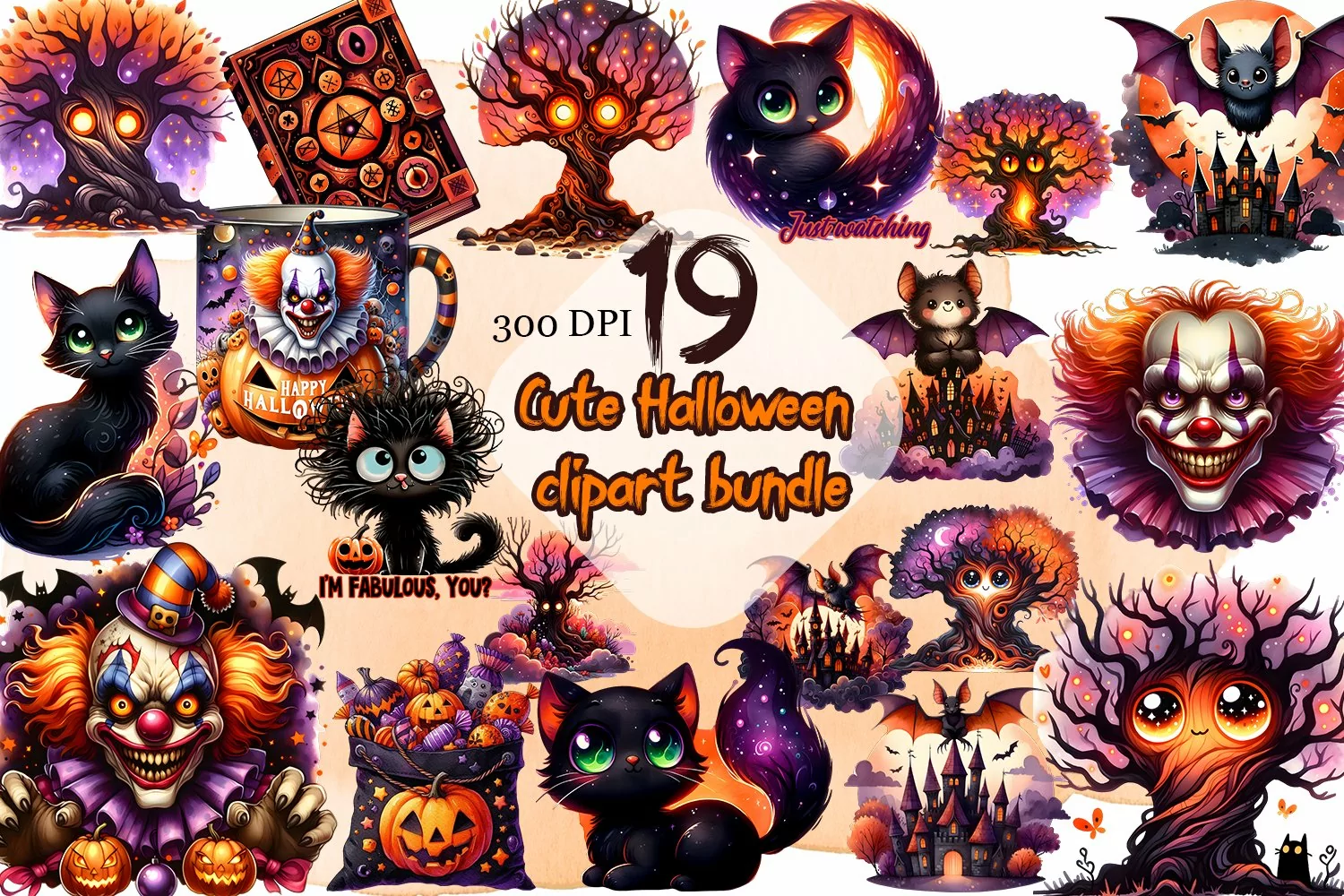 Cute halloween Clipart watercolor product image 1