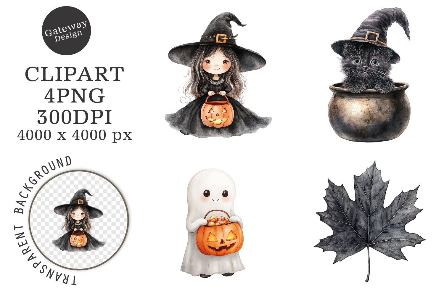 Halloween Watercolor Clipart product image 1