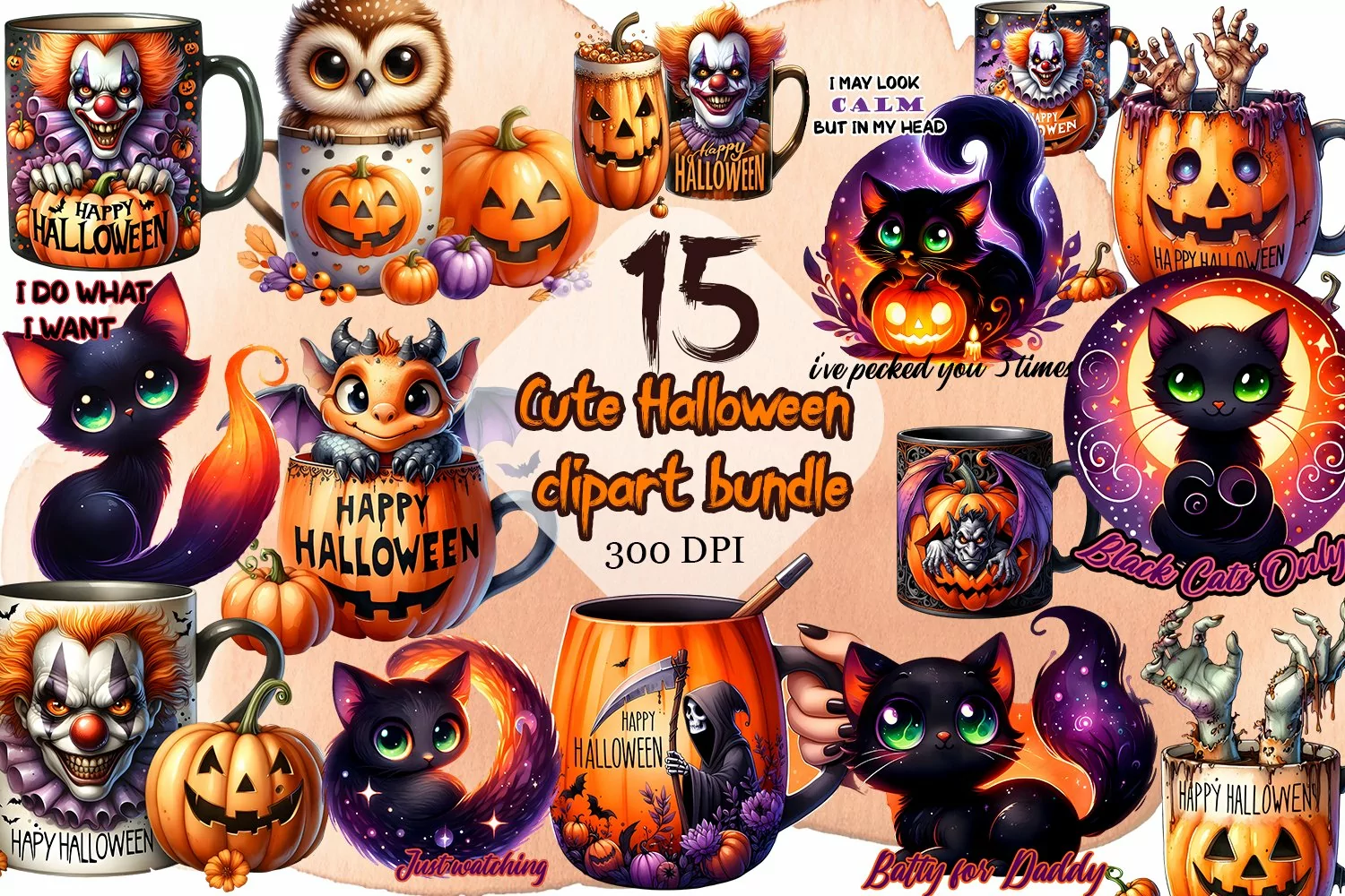 Cute halloween Clipart watercolor product image 1