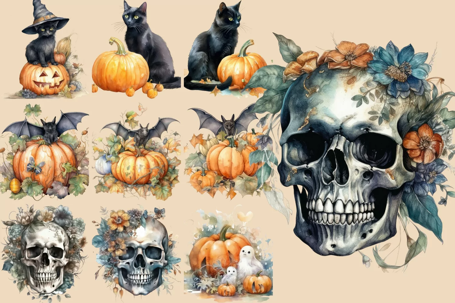 Halloween Watercolour Clipart PNG 41 product image 1