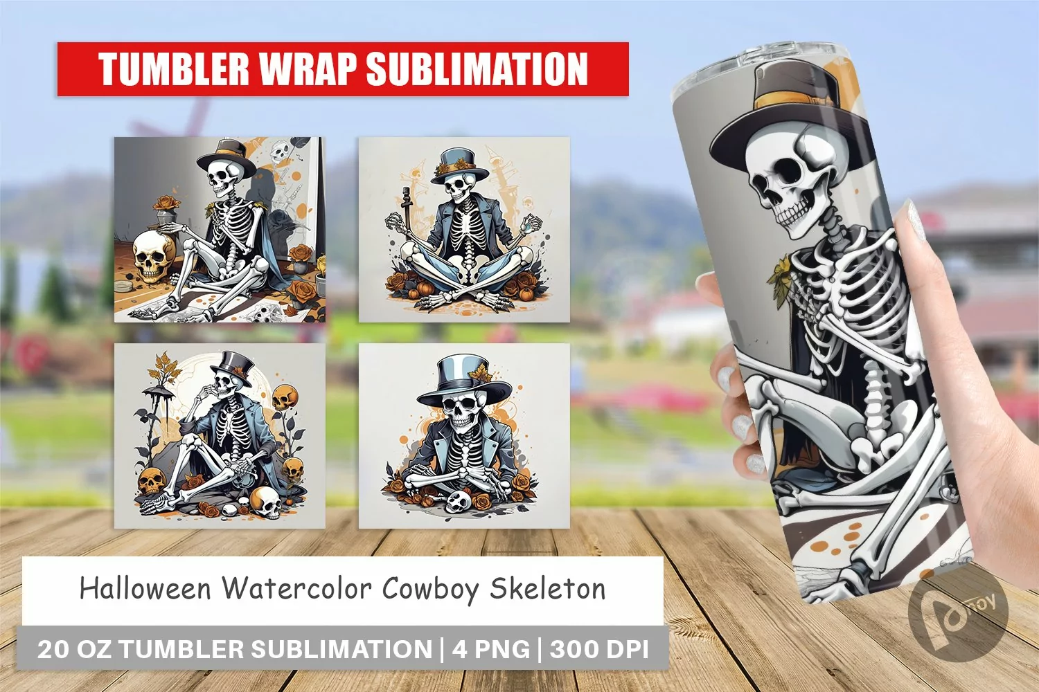 Tumbler Wrap Cowboy Skeleton product image 1