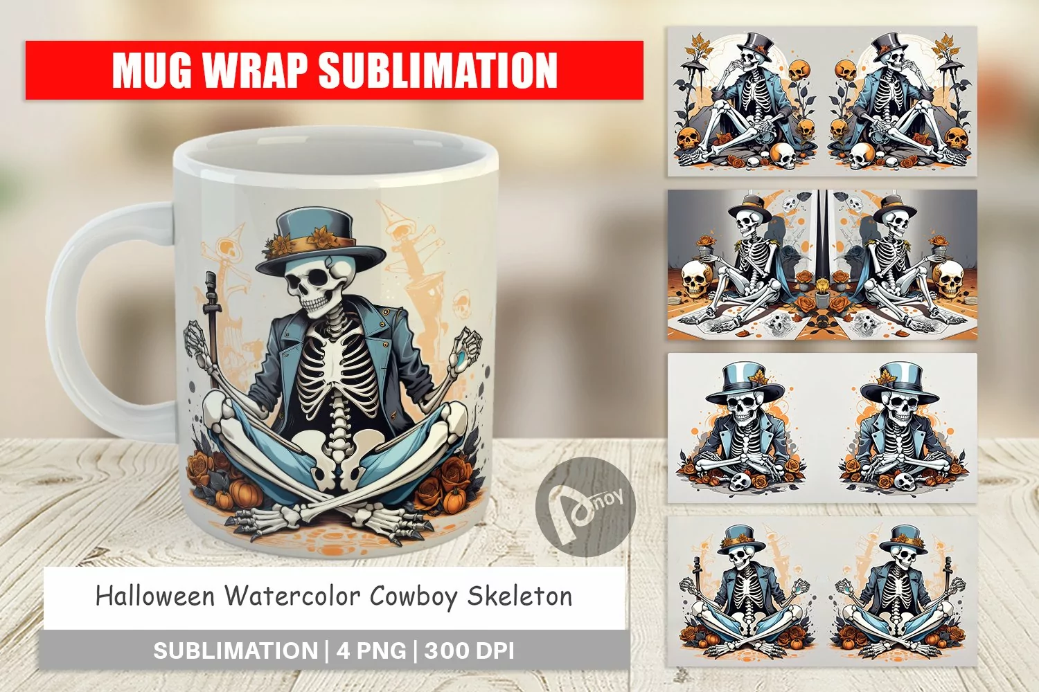 Mug Wrap Design Cowboy Skeleton product image 1