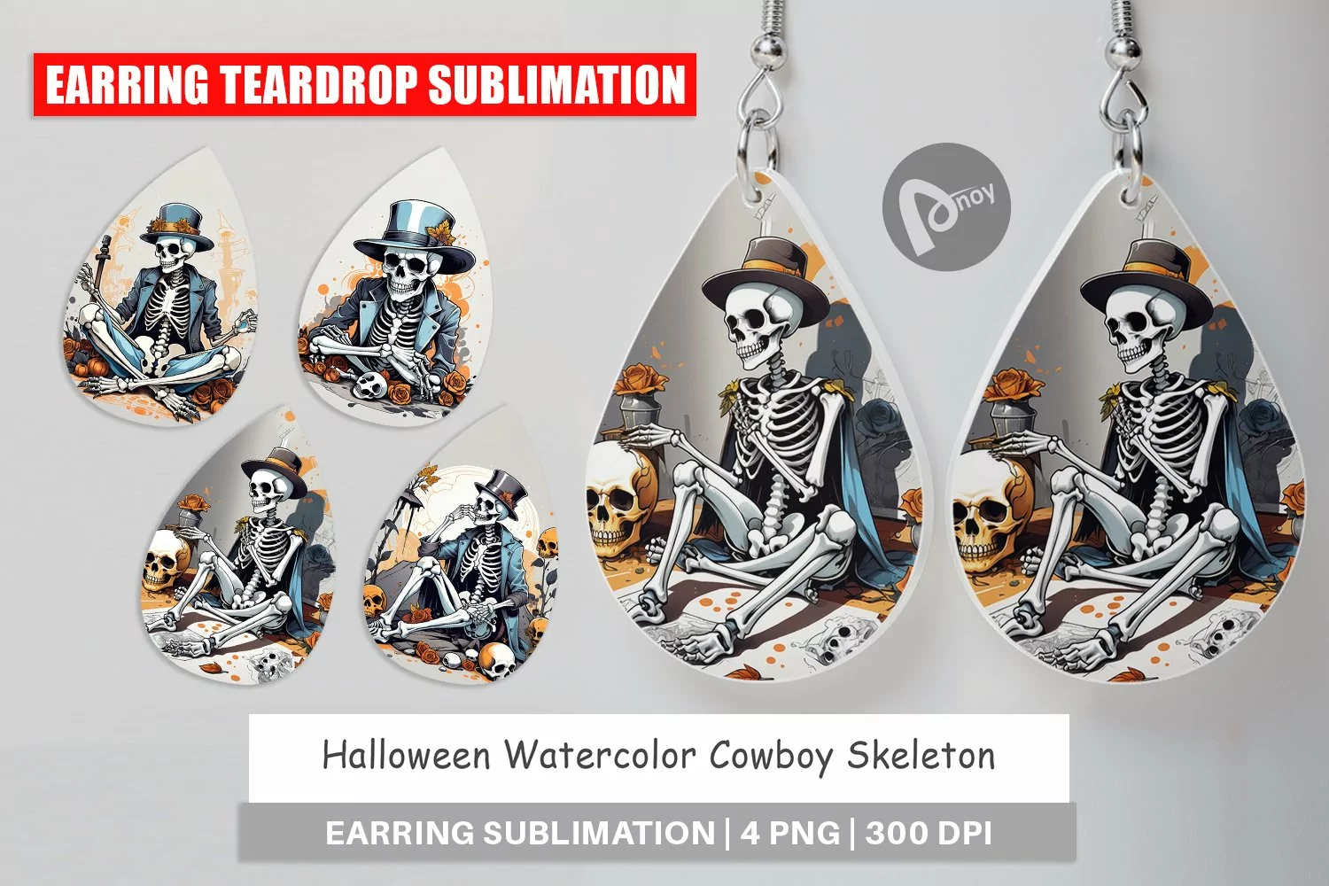 Earring Teardrop Cowboy Skeleton product image 1