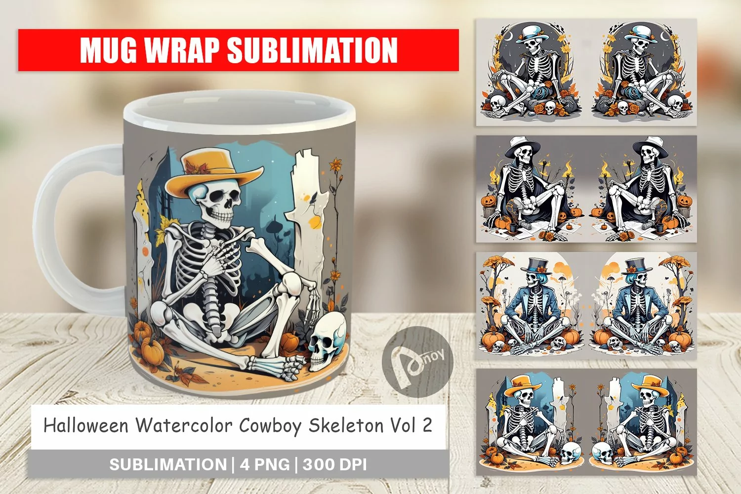 Mug Wrap Design Cowboy Skeleton product image 1