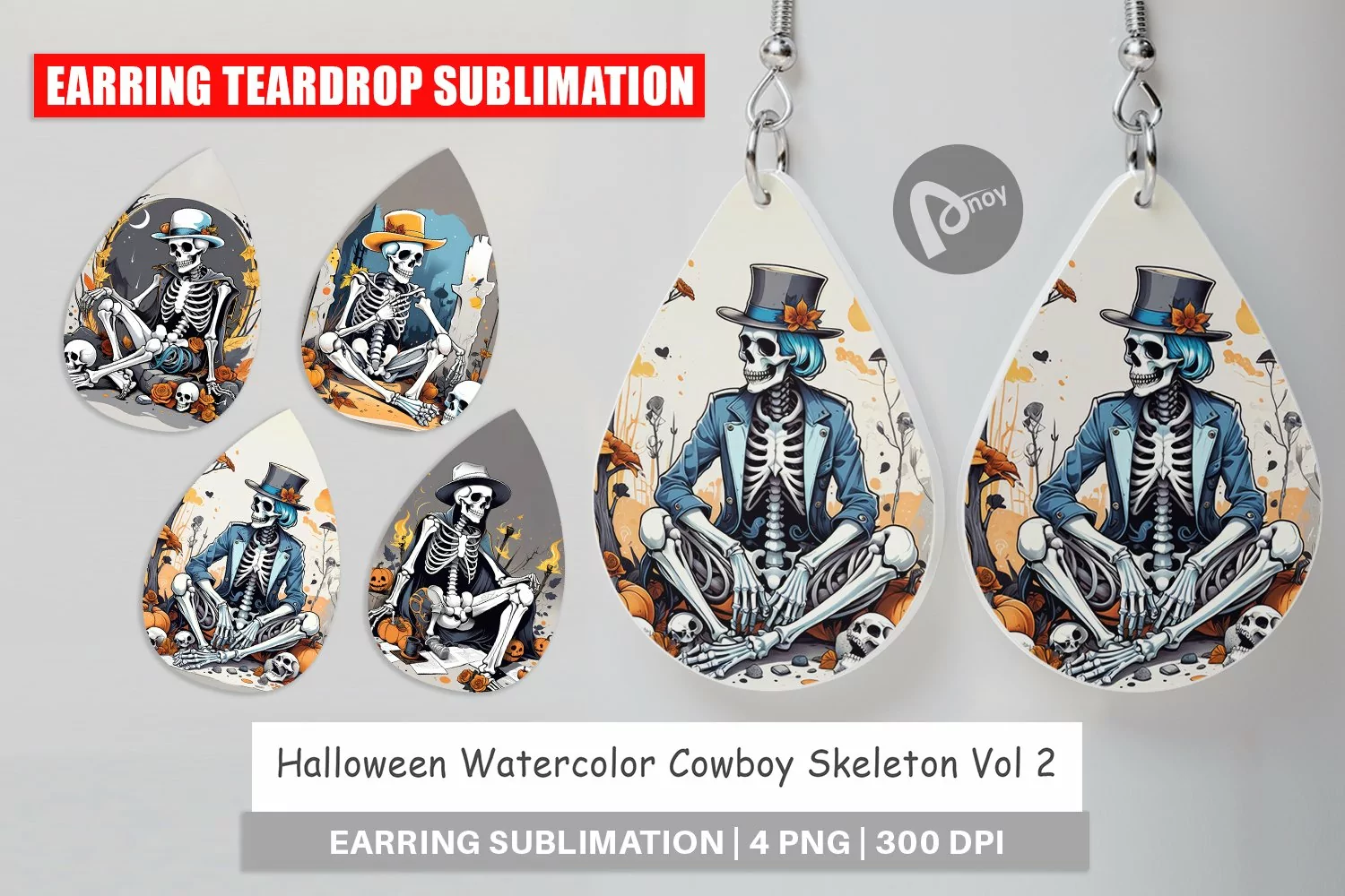 Earring Teardrop Cowboy Skeleton product image 1