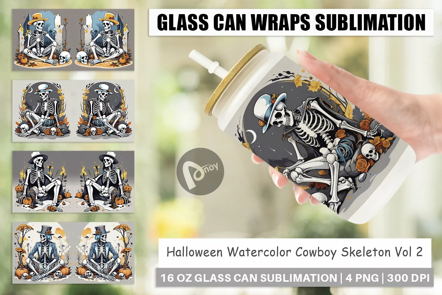 Glass Can Wraps Cowboy Skeleton product image 1