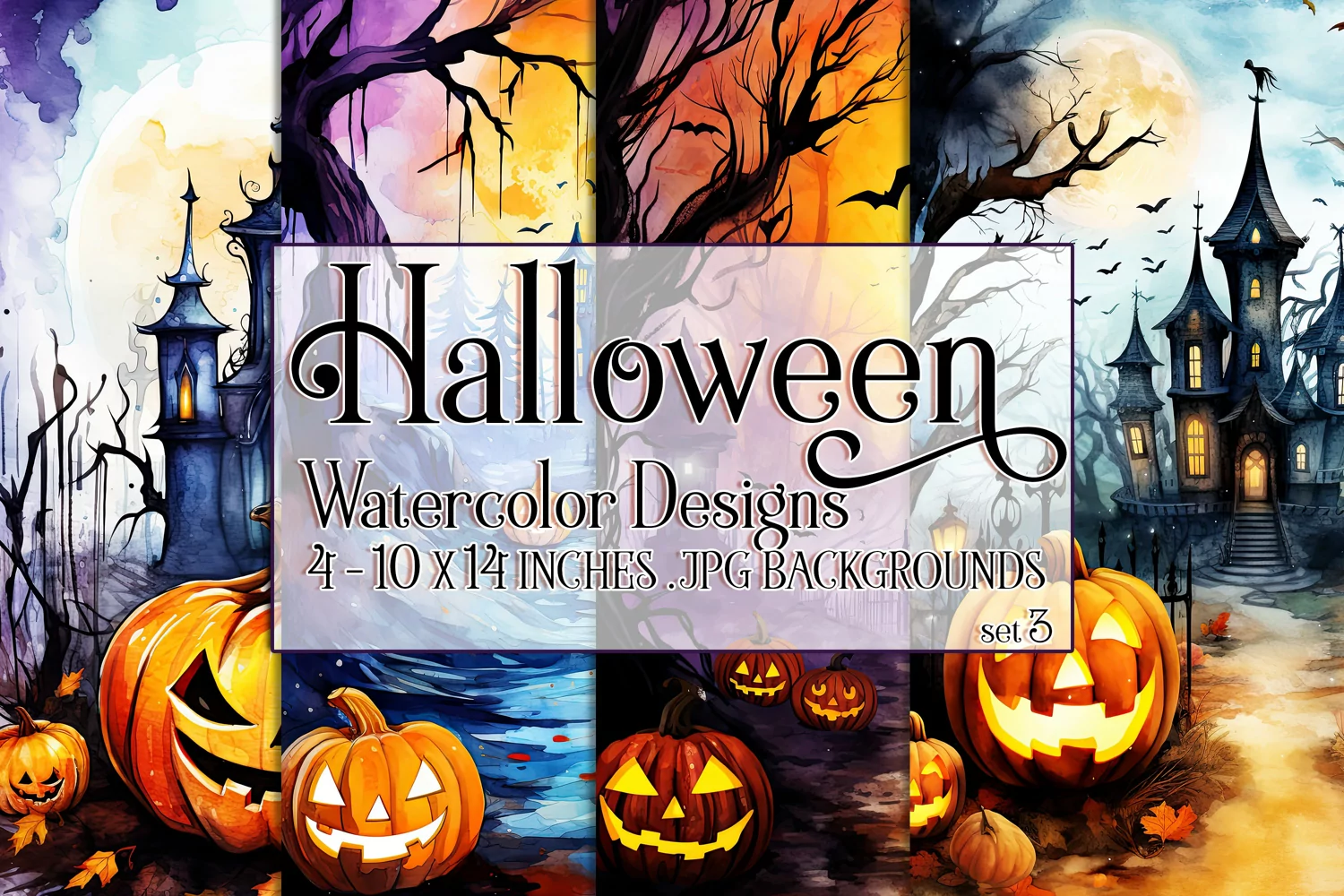 Halloween Background, 10x14 Watercolor Halloween Backgrounds product image 1