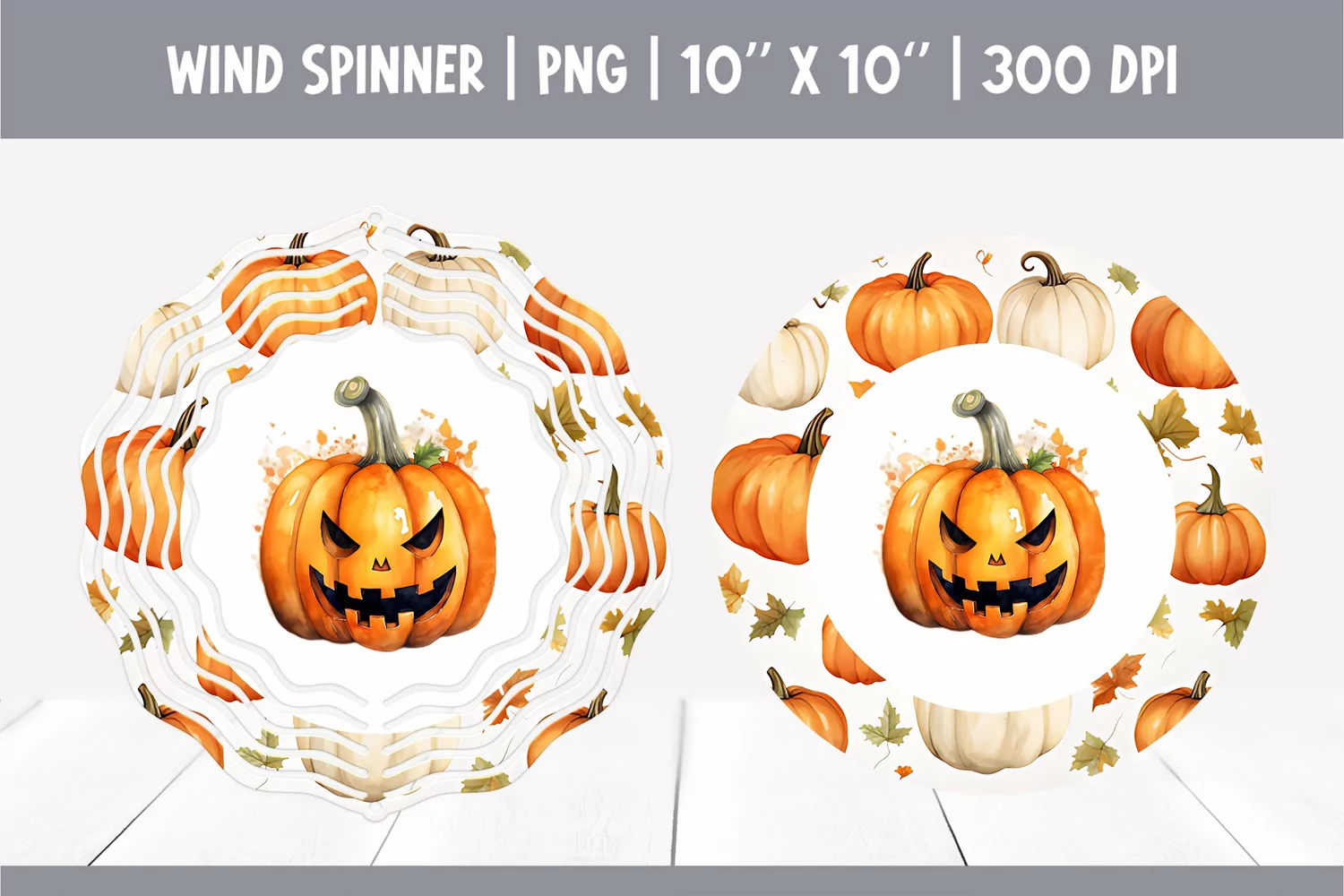 Halloween Watercolor Wind Spinner Sublimation | Pumpkin product image 1