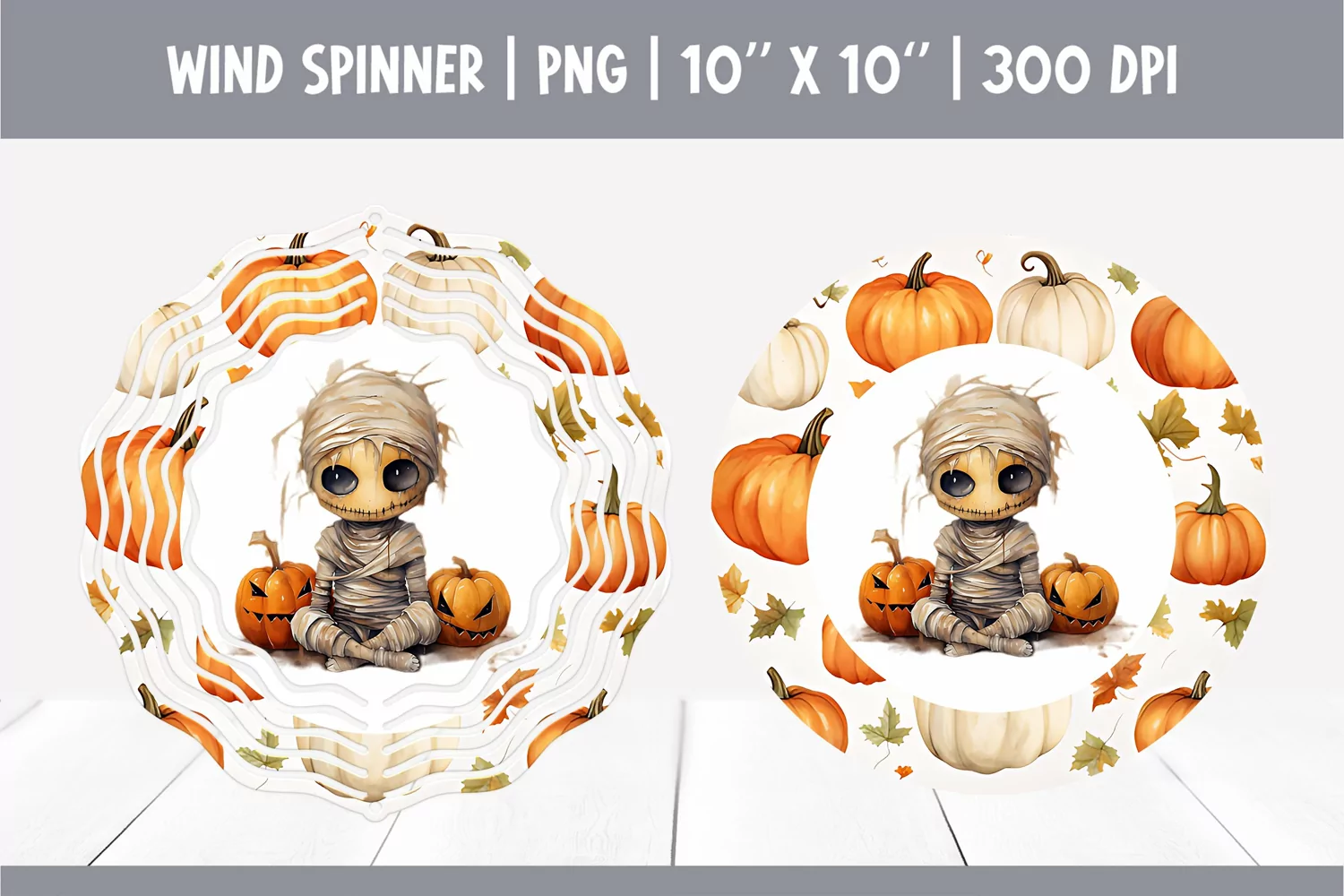 Halloween Watercolor Wind Spinner Sublimation |Mummy product image 1