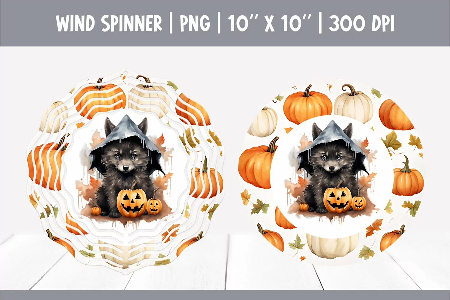 Halloween Watercolor Wind Spinner Sublimation | wearwolf product image 1