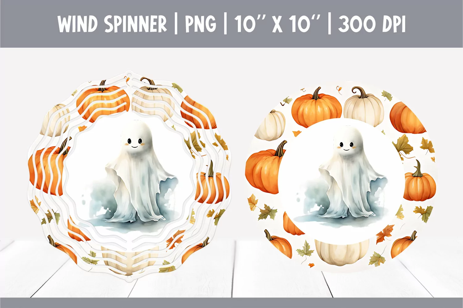 Halloween Watercolor Wind Spinner Sublimation | Ghost product image 1