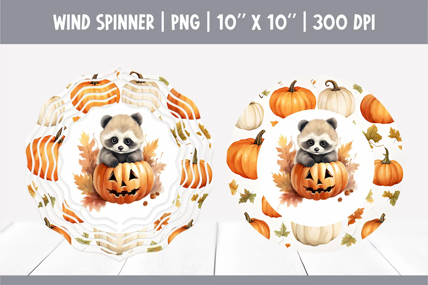 Halloween Watercolor Wind Spinner Sublimation | Red Panda product image 1