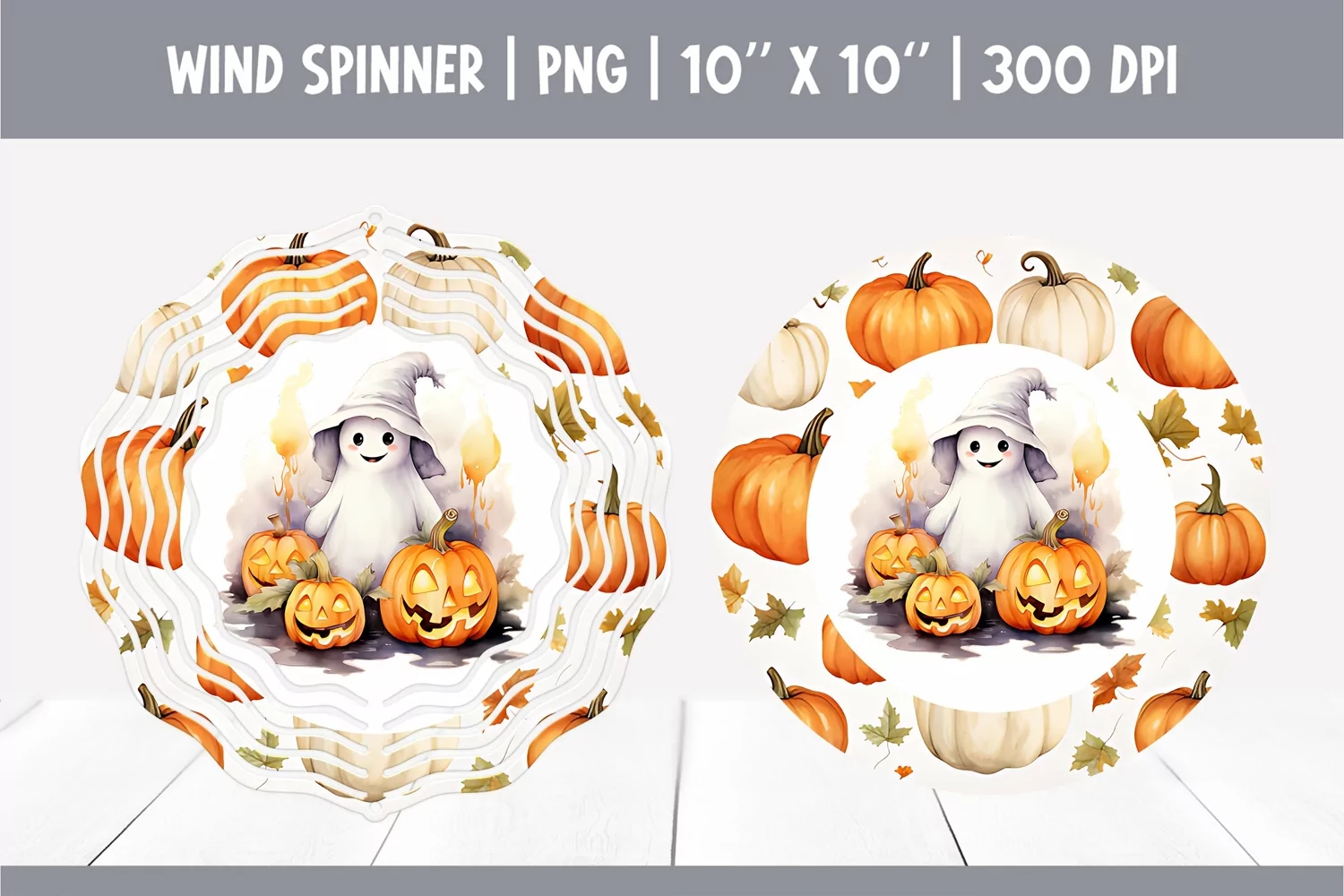 Halloween Watercolor Wind Spinner Sublimation | Cute Ghost product image 1