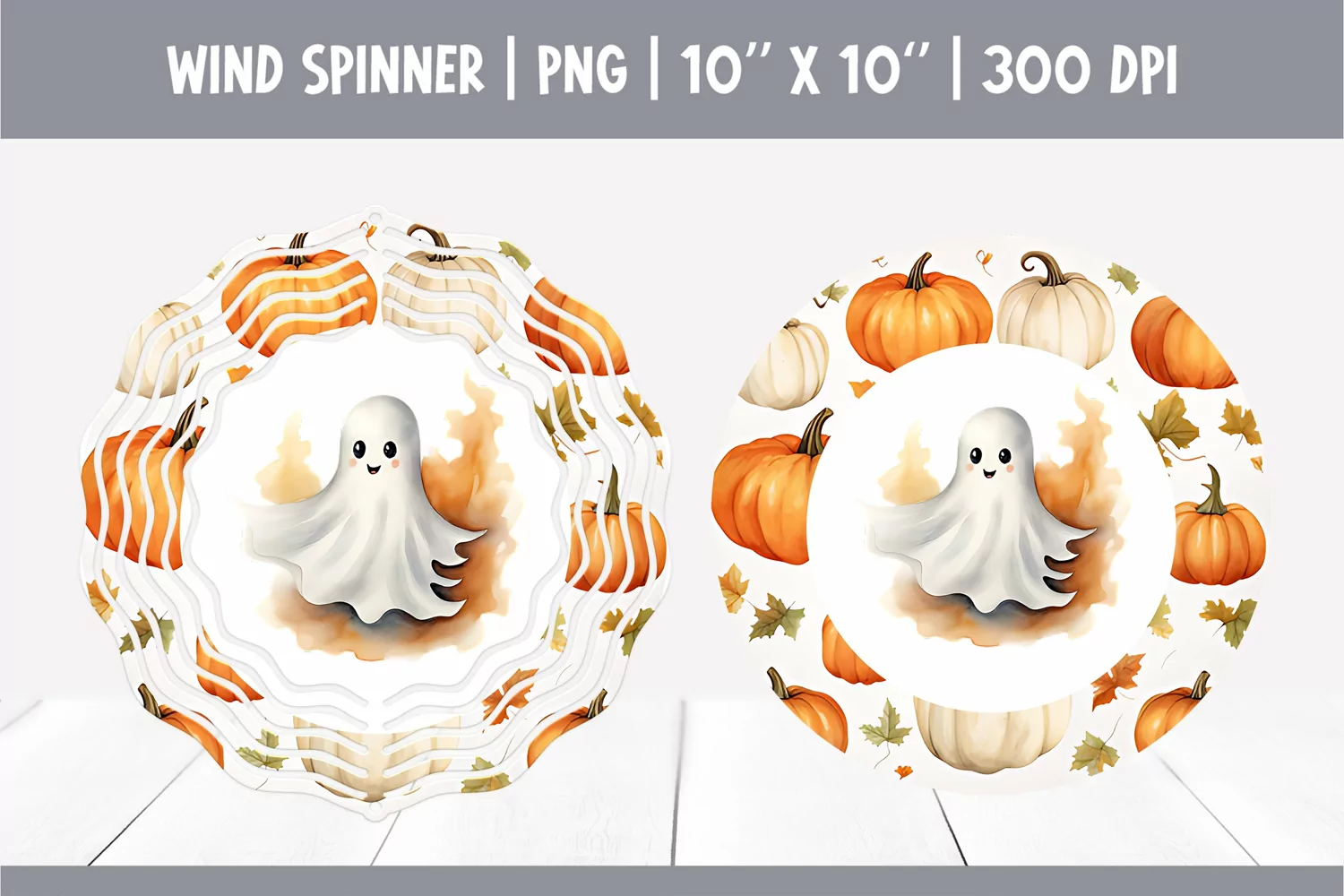 Halloween Watercolor Wind Spinner Sublimation | Cute Ghost product image 1