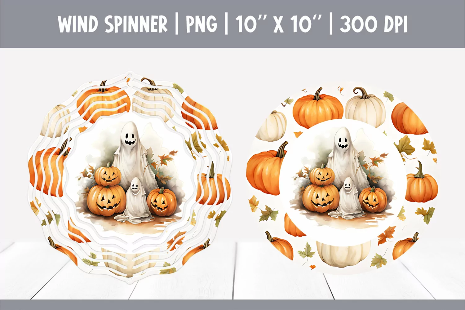 Halloween Watercolor Wind Spinner Sublimation | Cute Ghost product image 1