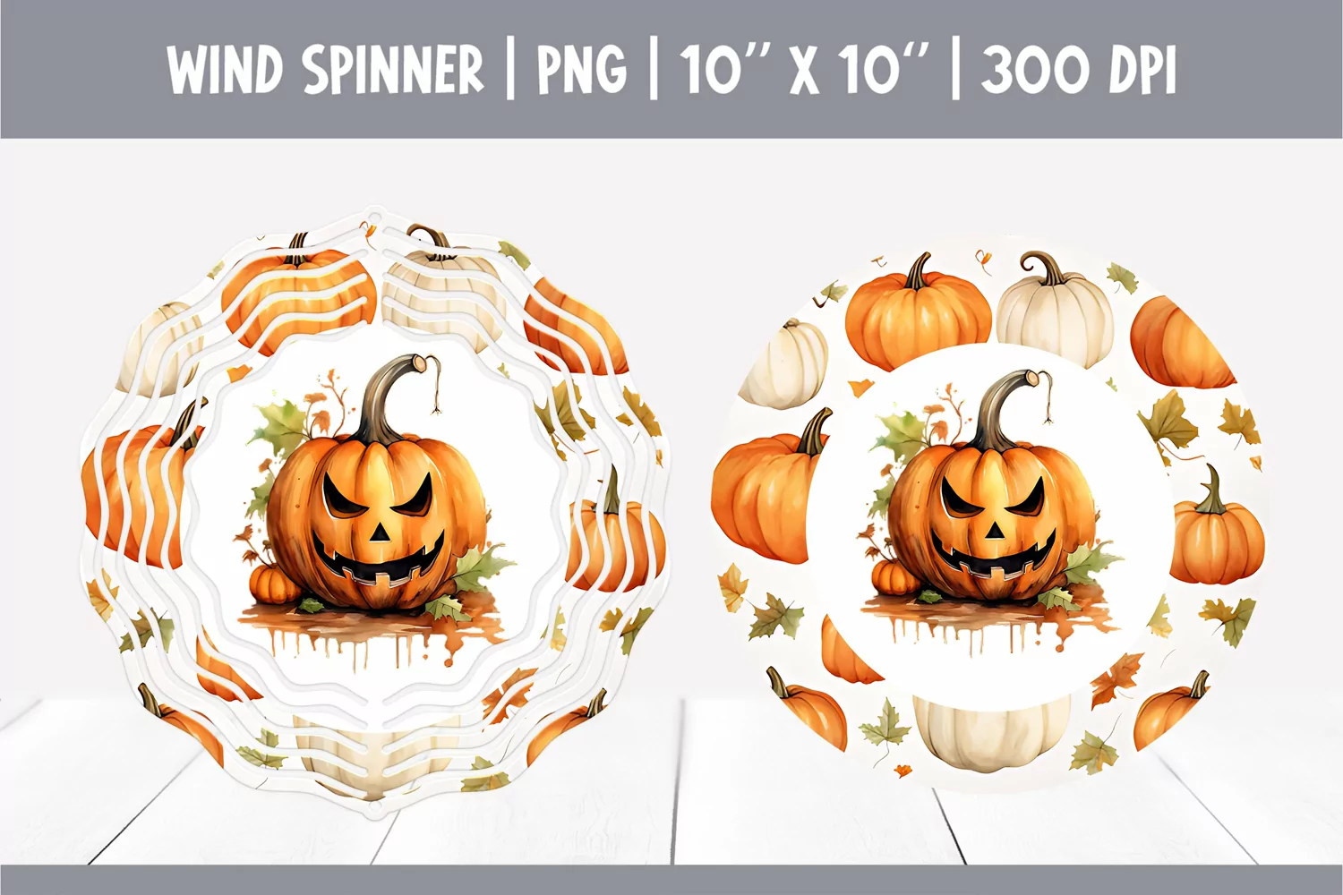 Halloween Watercolor Wind Spinner Sublimation Jack o latern product image 1