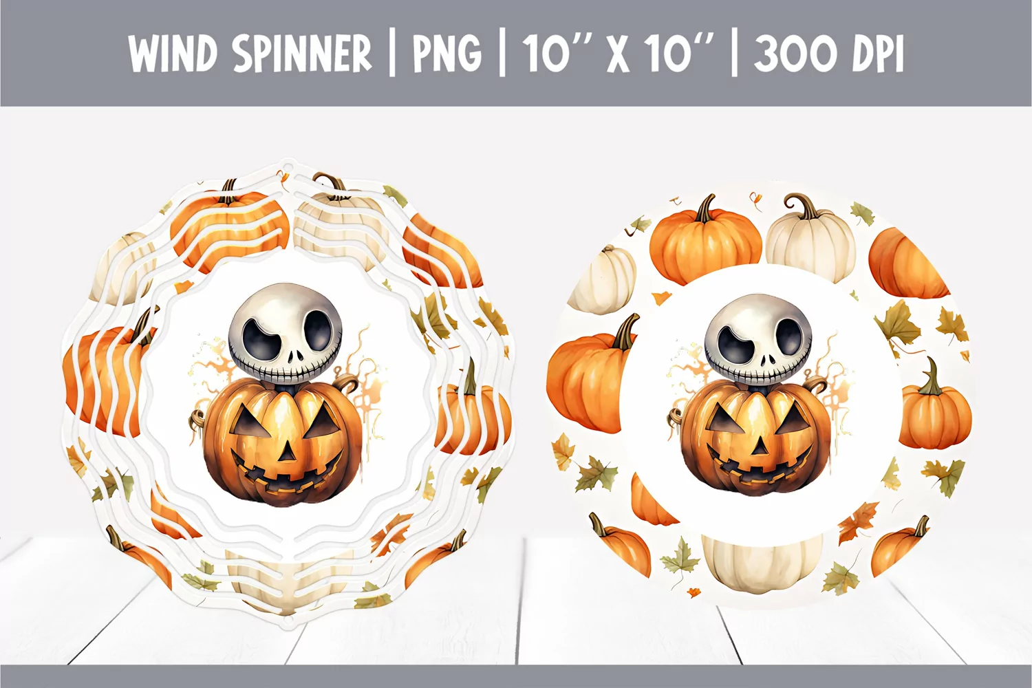 Halloween Watercolor Wind Spinner Sublimation Jack o latern product image 1