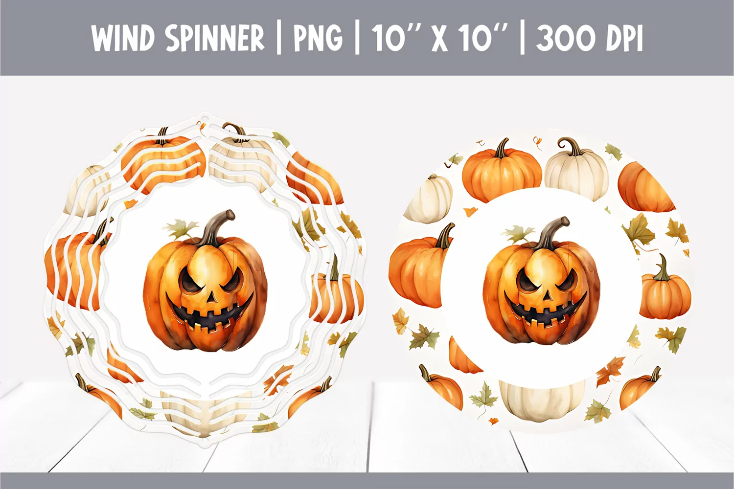 Halloween Watercolor Wind Spinner Sublimation Jack o latern product image 1