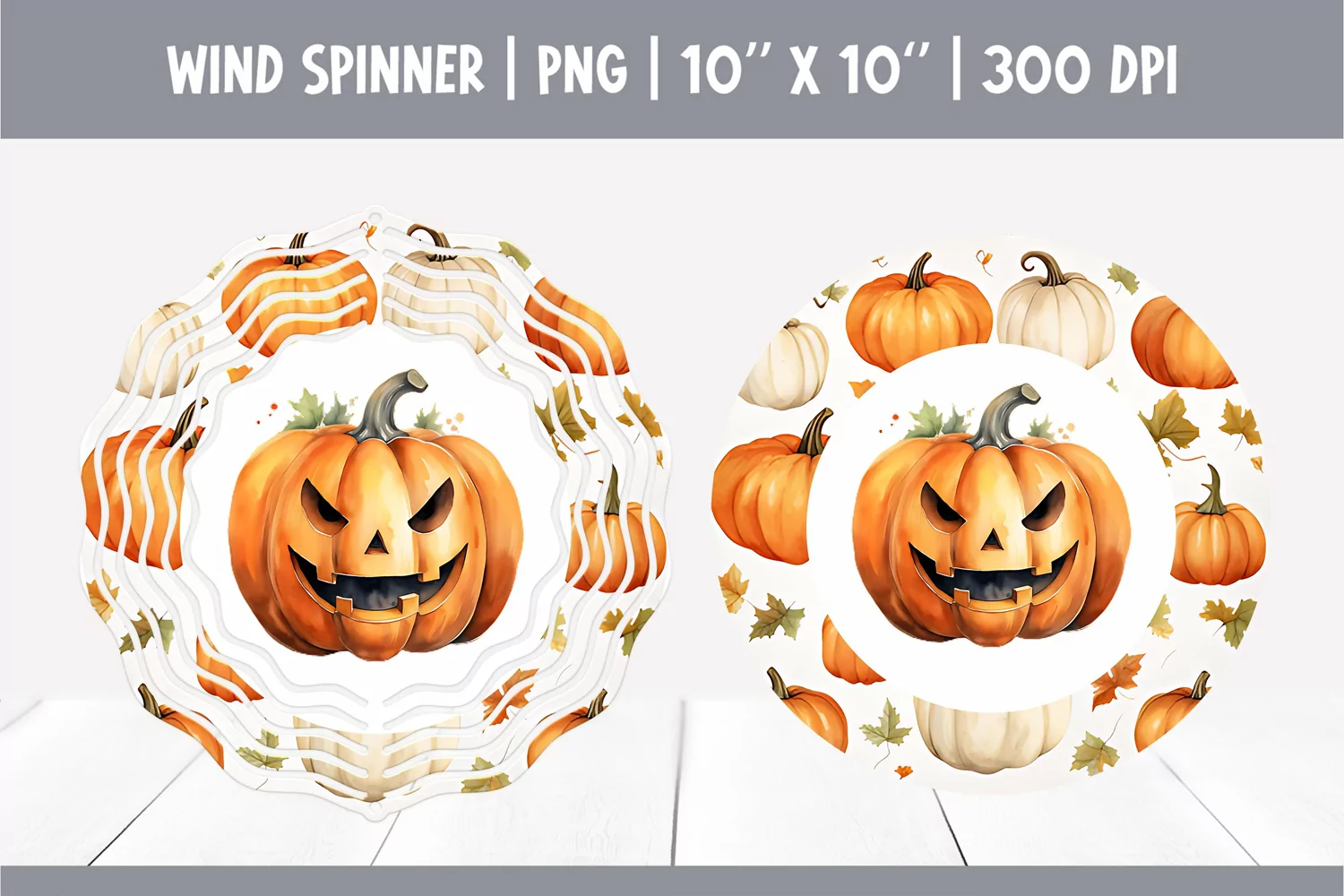 Halloween Watercolor Wind Spinner Sublimation Jack o latern product image 1