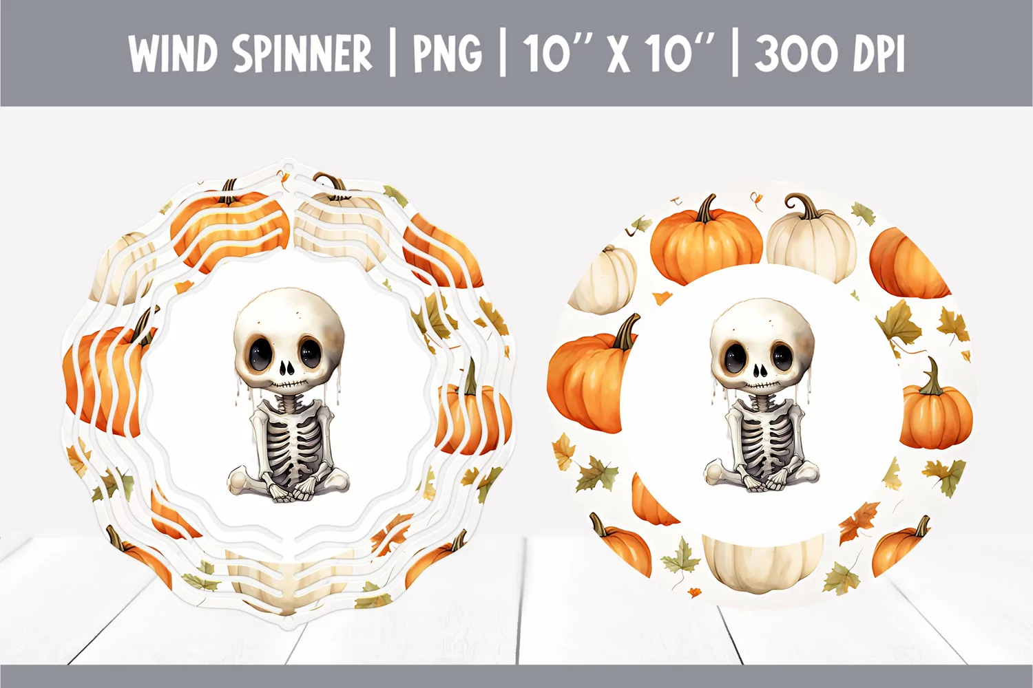 Halloween Watercolor Wind Spinner Sublimation Skeleton product image 1