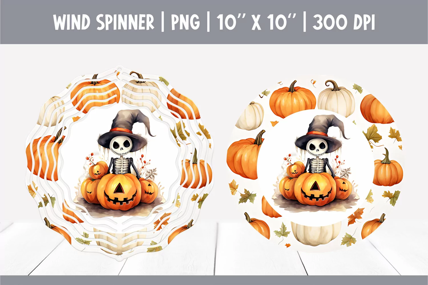Halloween Watercolor Wind Spinner Sublimation Skeleton product image 1