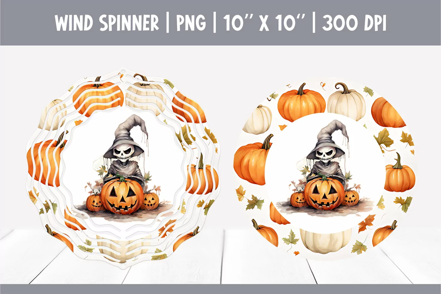 Halloween Watercolor Wind Spinner Sublimation Skeleton product image 1
