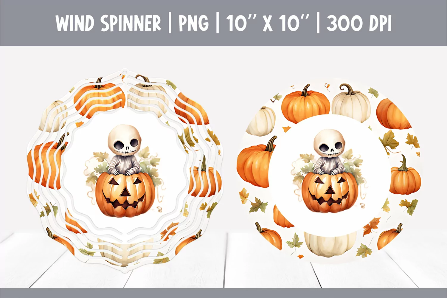 Halloween Watercolor Wind Spinner Sublimation Skeleton product image 1