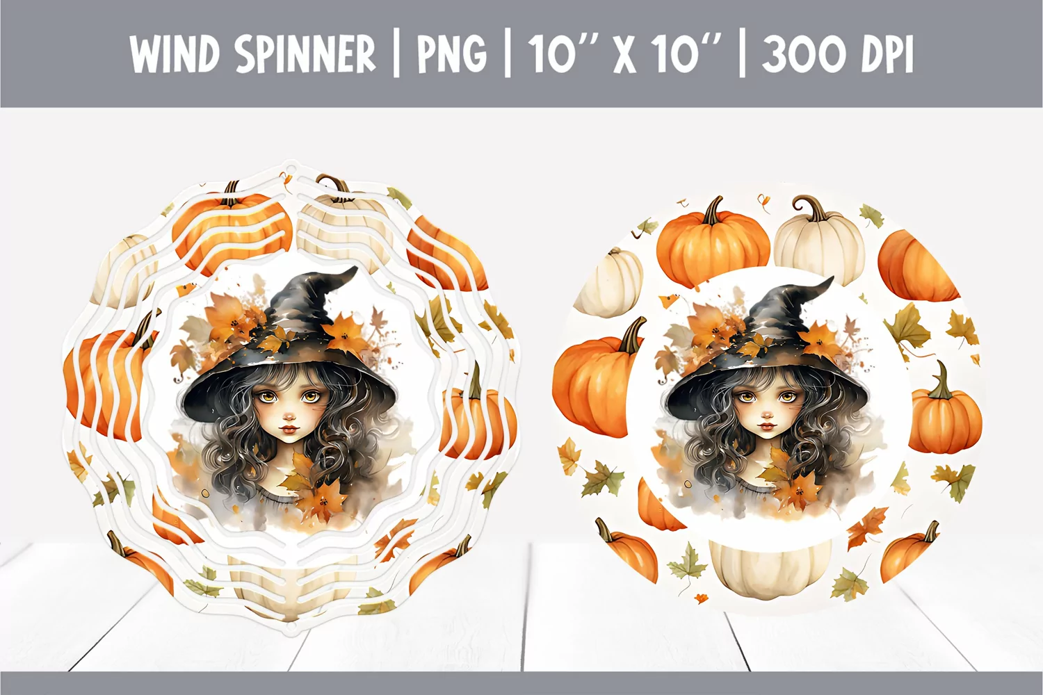Halloween Watercolor Wind Spinner Sublimation Cute Witch product image 1